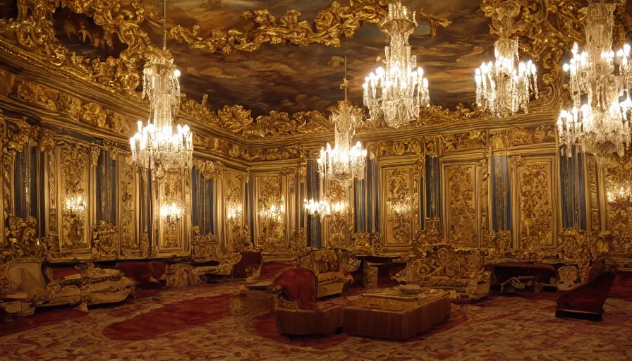 Image similar to photo of grand rococo interior, extreme detail