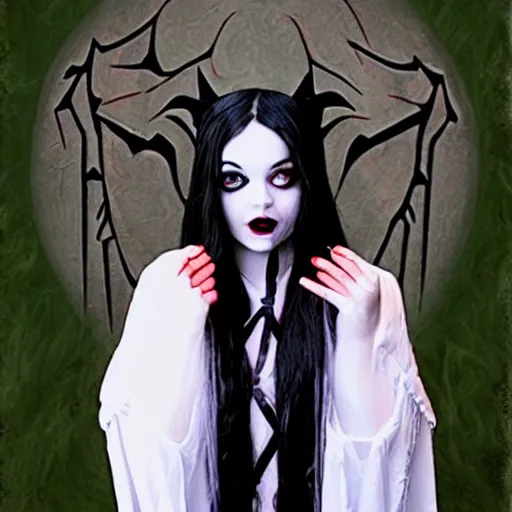 Image similar to Wednesday Adams as a Demonic Goddess