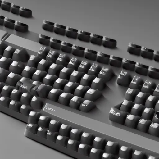 Image similar to a mechanical keyboard designed by dieter rams, 3 d render, unreal engine 5, cinematic lighting, high detail product photo