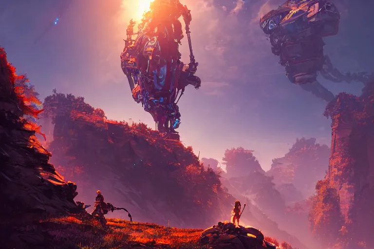 Image similar to slitherfang machine mecanical creature robot of horizon forbidden west horizon zero dawn radiating a glowing aura global illumination ray tracing hdr fanart arstation by ian pesty and alena aenami artworks in 4 k