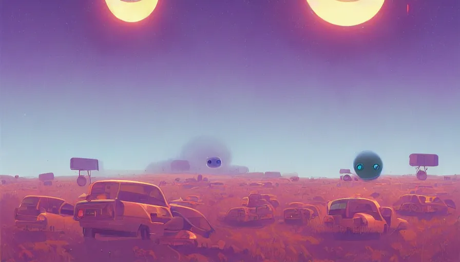 Image similar to mirror hexagons eyes in the sky, blocking the sun, simon stalenhag