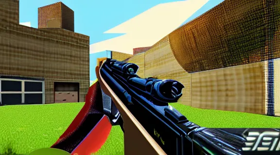 Image similar to og early fps shooter style homage 90s shooter early automatic 2000s