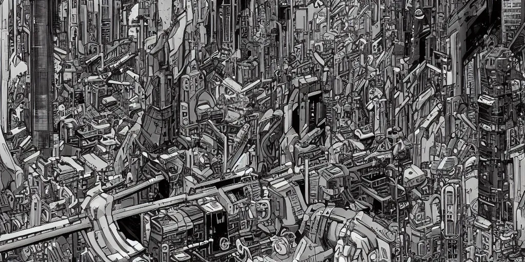 Image similar to mechanical futuristic city in the style of Akira!