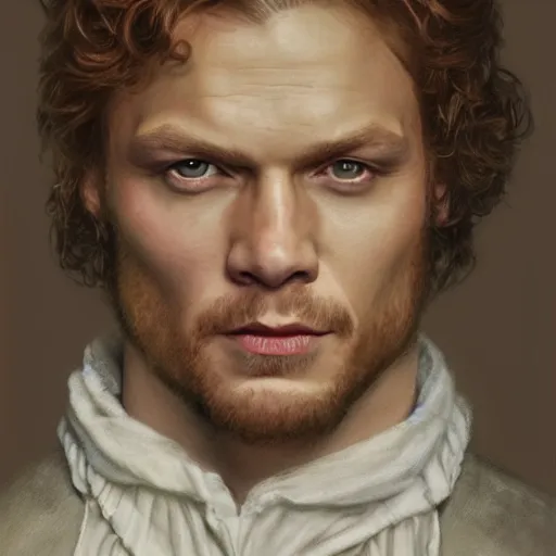 Image similar to Sam Heughan as Jamie Fraser from Outlander, close-up portrait art by Donato Giancola and James Gurney, digital art, trending on artstation