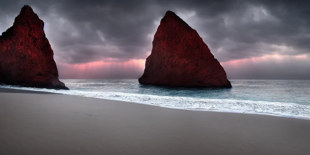 Image similar to Beautiful beach, by Dante Alighieri, by Zdzisław Beksiński, wide angle, dramatic light, ultra realistic, HDR, extremely moody lighting, 8K