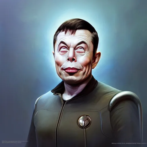 Image similar to Elon Musk as Spock Funny cartoonish by Gediminas Pranckevicius and mort drucker Tomasz Alen Kopera, masterpiece, trending on artstation