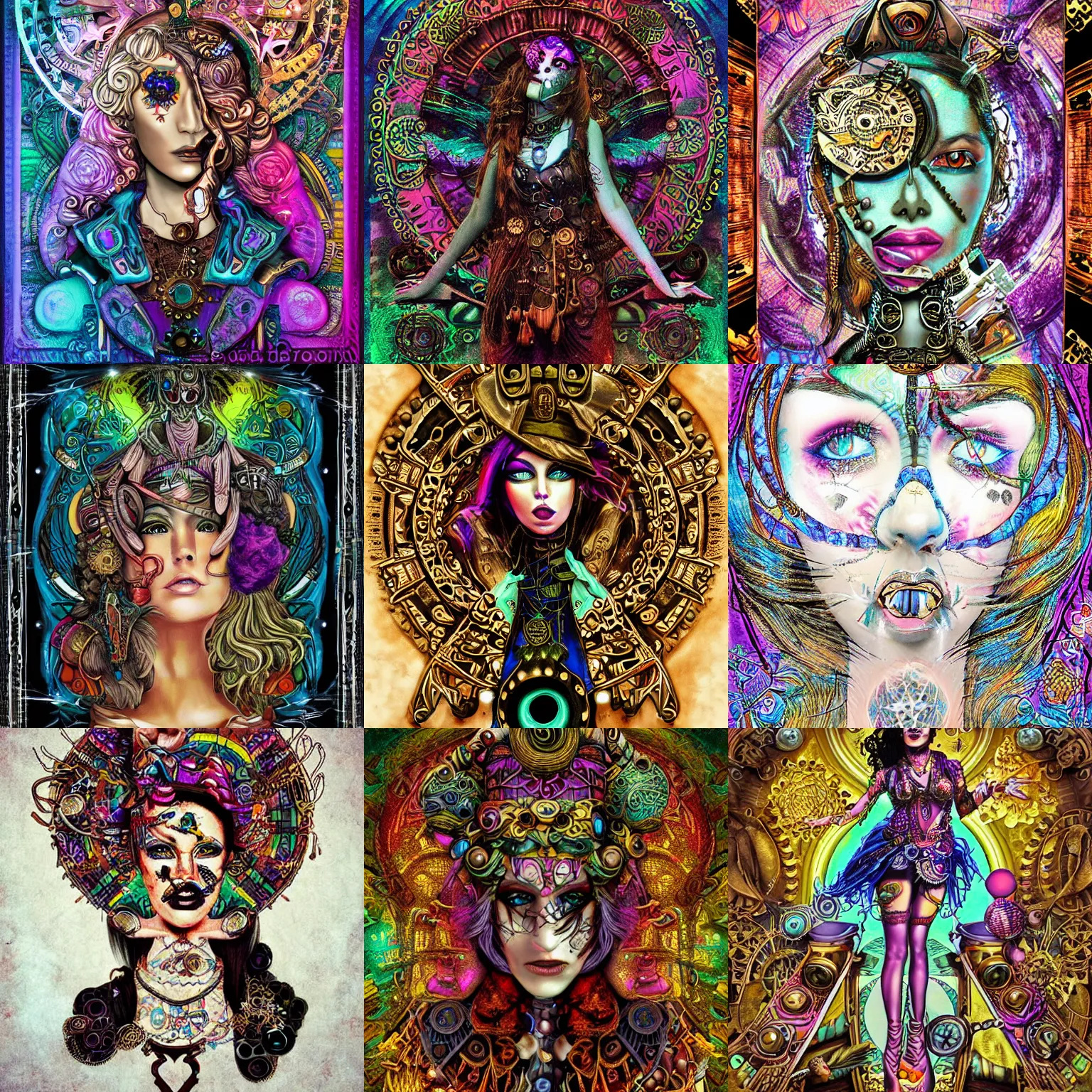 Prompt: psychedelic goddess, steampunk art