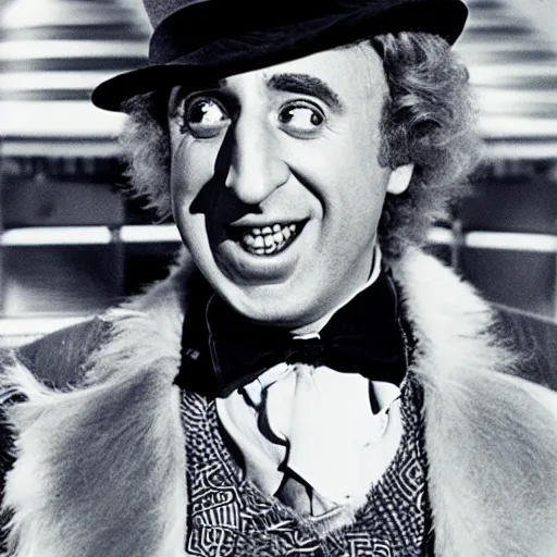 Prompt: gene wilder in willy wonka and the eggplant factory