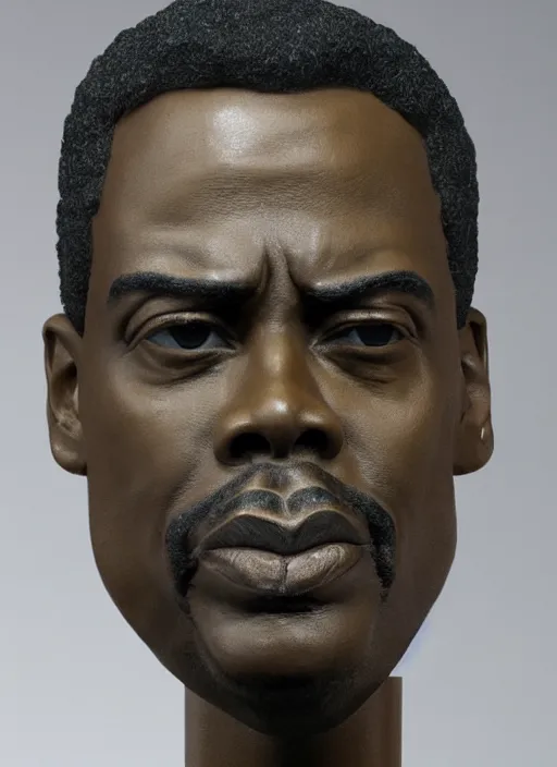 Image similar to a bust of chris rock made from translucent rock candy
