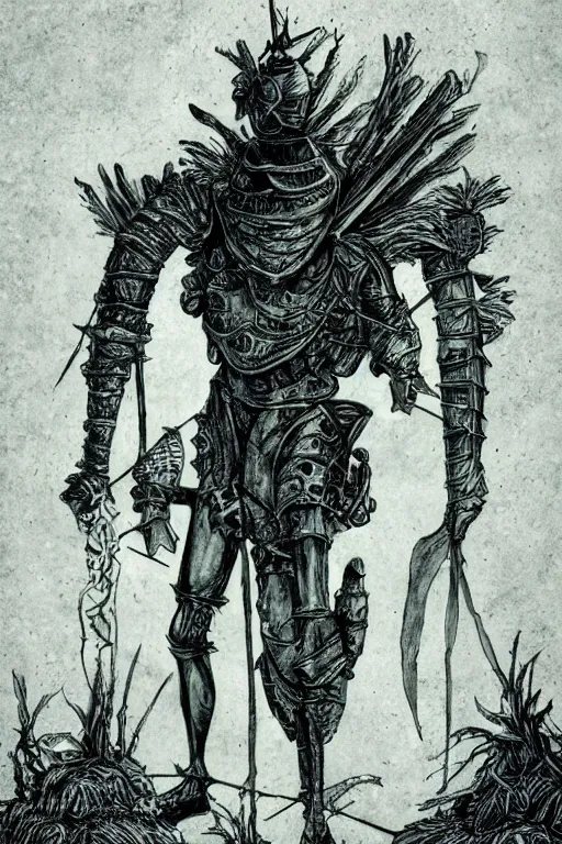 Prompt: knight in cockroach shaped armor in the forest, in the style of Greg Broadmore and Arthur Rackham,trending on artstation, light lighting side view,digital art,surrealism ,macro,blueprint ,vaporwave ,