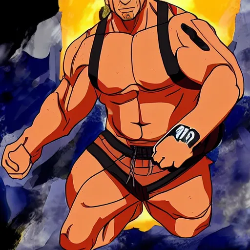 Prompt: Dwayne Johnson in the style of naruto
