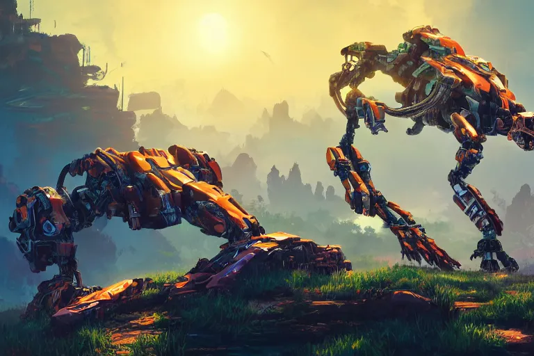 Image similar to clawstrider machine mecanical creature robot of horizon forbidden west horizon zero dawn bioluminiscence global illumination ray tracing hdr fanart arstation by ian pesty and alena aenami artworks in 4 k