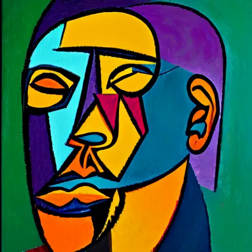 Prompt: painting of michael stipe by picasso