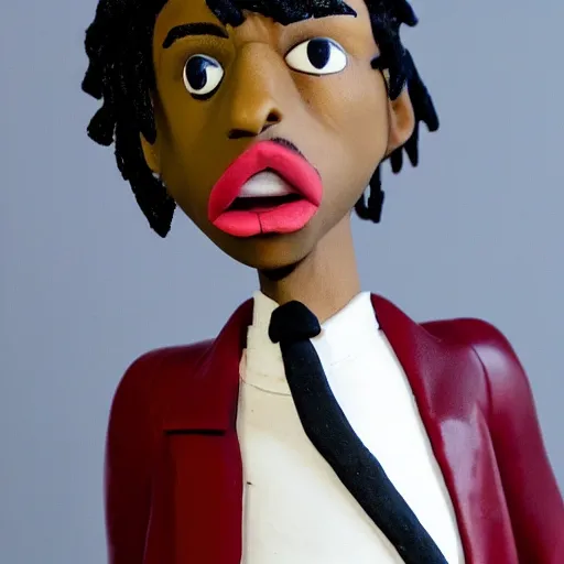 Prompt: a cartoon claymation sculpture close up of Playboi Carti