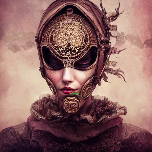 Image similar to Very very very very highly detailed epic photo of face with venetian mask, intricate, dystopian, sci-fi, extremely detailed, digital painting, artstation, concept art, smooth, sharp focus, illustration, intimidating lighting, incredible art by Brooke Shaden and Anton Pieck