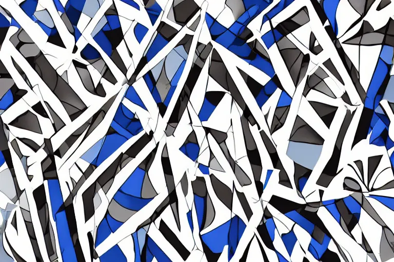 Prompt: rhythmical ornament black blue white squares geometric abstract design minimalism