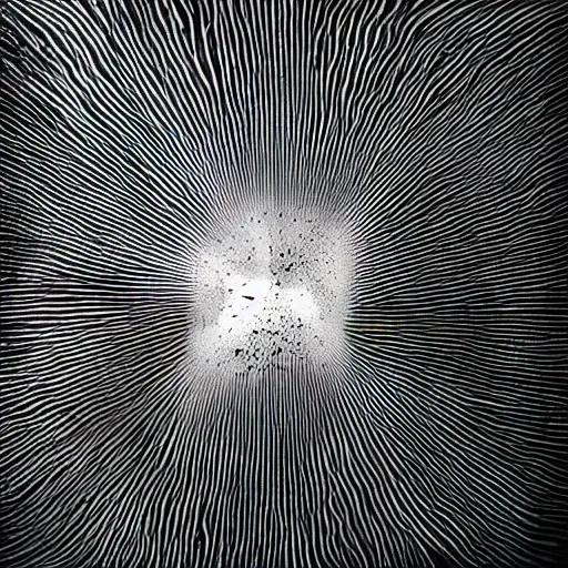 Image similar to rorschach test made of ferrofluid on a metal plate, hyper realistic