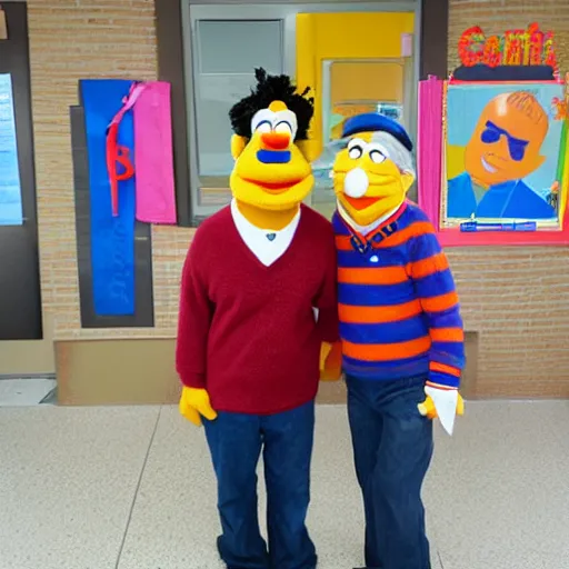 Image similar to real life versions of bert & ernie as community college professor