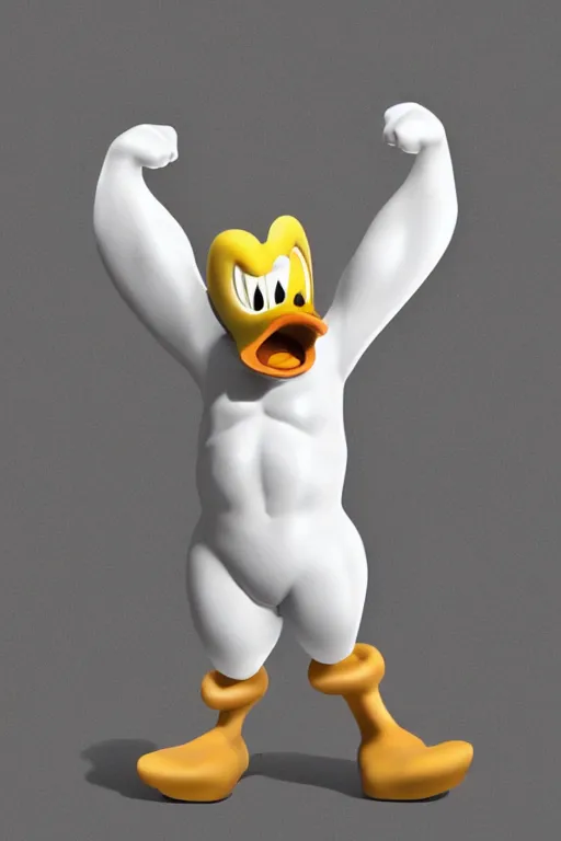 Image similar to muscular donald duck, donald duck bodybuilder, photorealistic, highly detailed,