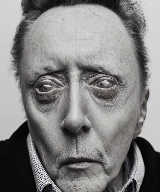 Prompt: photograph of christopher walken, by carrie mae weems, intense, bold, exaggerated, ultra sharp, extra details, ultra high quality, trending on pinteresst