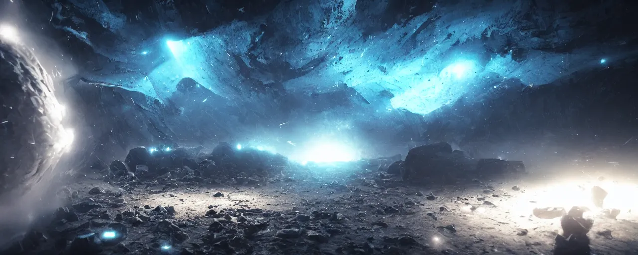 Image similar to a dark epic swirling galaxy, dark scifi, unreal engine, octane render, volumetric lighting