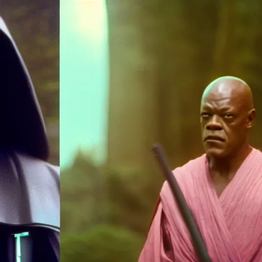 Image similar to Darth Vader vs. Mace Windu cinestill