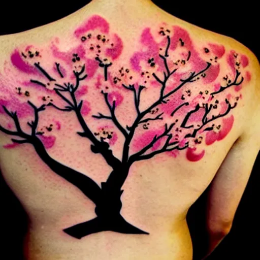 Cherry Blossom Tree done by Mitch Bonifay of Broken Arrow in Stow OH  r tattoos