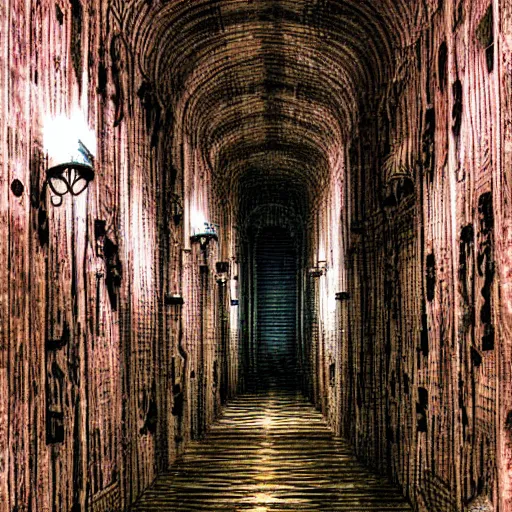 Image similar to labyrinth corridor in the style of beautiful digital art