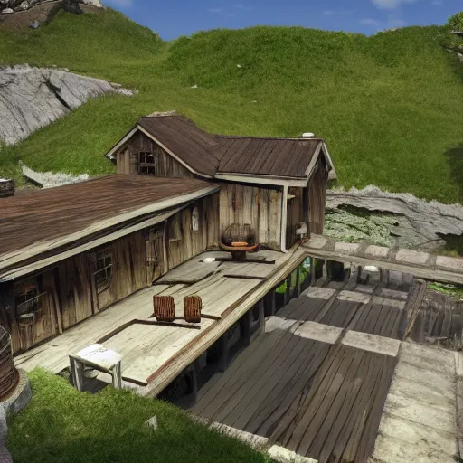 Image similar to house on the island, unreal engine, high detail, realism, award winning, detailed lighting