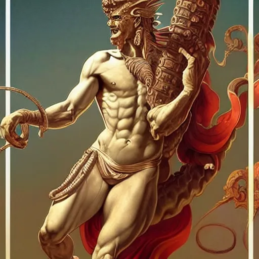 Image similar to geico gecko as the roman god of protection!! intricate elegant, highly detailed, digital painting, artstation, concept art, smooth, sharp focus, illustration, art by ( ( ( artgerm ) ) ) and greg rutkowski! and ( ( alphonse mucha ) ), heavily influenced by frank frazetta and boris vallejo, sword and sorcery