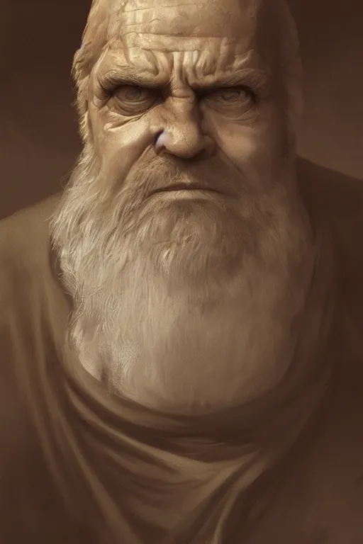 Image similar to portrait, face of a old grumpy sailor, face portrait, raphael lacoste, eddie mendoza, alex ross, concept art, matte painting, highly detailed, rule of thirds, dynamic lighting, cinematic, detailed, denoised, centerd