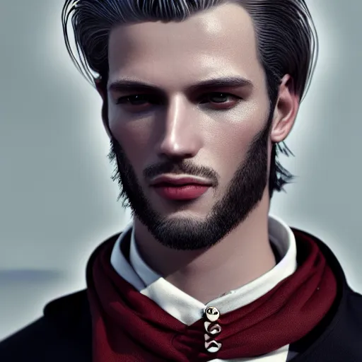 Prompt: a portrait photography of a haute couture male model with swedish heritage, perfect composition, artstation, baroque, trending, octane render, 4 k, intricate lining, by peter paul rubens