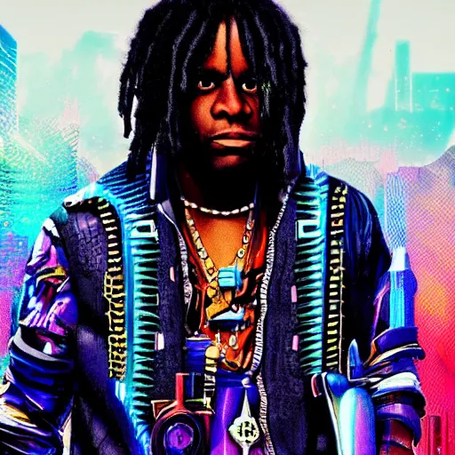 Image similar to chief keef in cyberpunk style digital art very detailed 4 k detailed super realistic