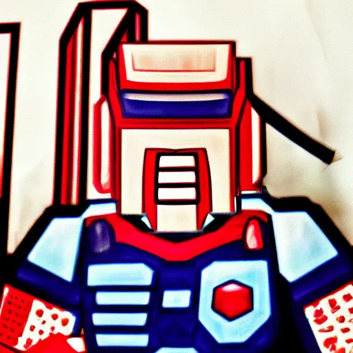 Prompt: optimus prime drinking milk tea