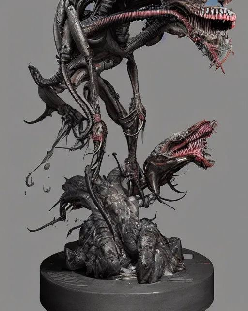 Prompt: xenomorph sculpture, by michael kutsche and manzanedo concept art