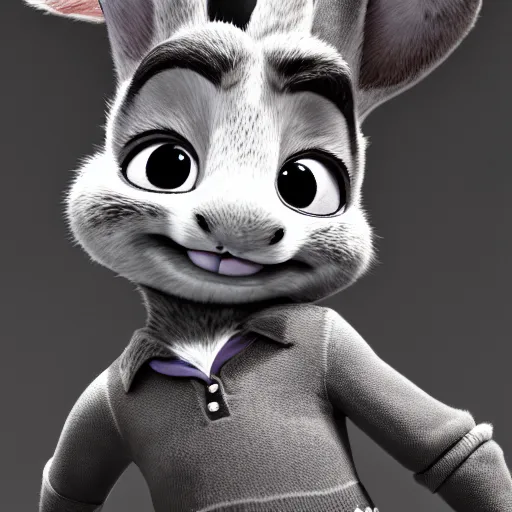 Image similar to Gritty black and white mugshot of Judy Hopps from Zootopia