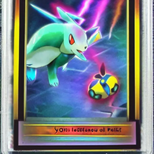 Prompt: Pokémon card rare holographic-n 9