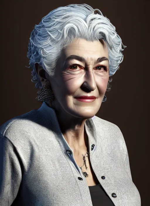 Image similar to highly detailed portrait of bea arthur, unreal engine, fantasy art by simon bisley, global illumination, radiant light, detailed and intricate environment