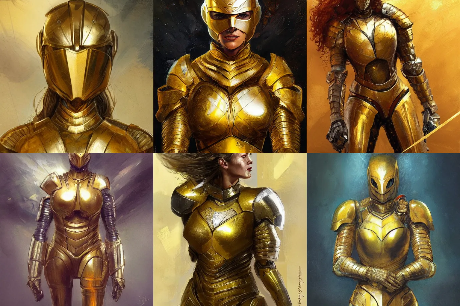 Prompt: woman knight in golden shiny armor art by Daniel Dociu detailed hd-C 8.0