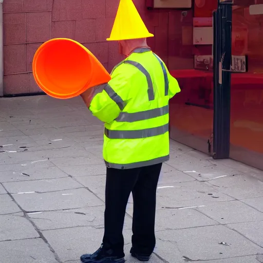 Image similar to man with traffic cone for head