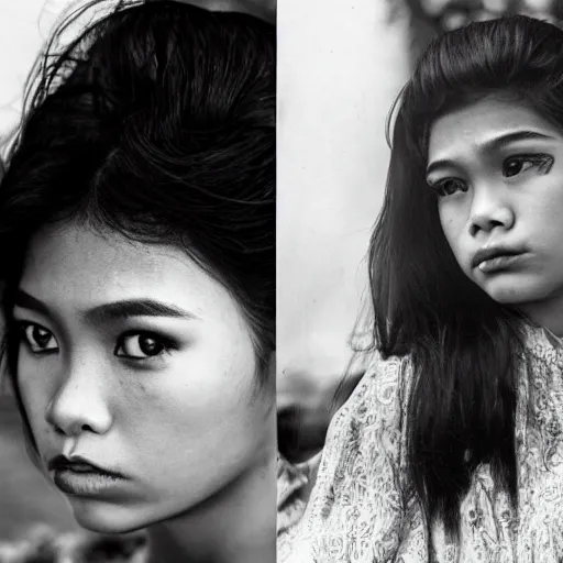 Prompt: A Filipino girl dressed as Morrissey, portrait, by Peter Lindbergh