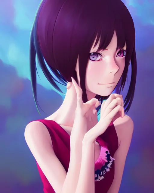 Prompt: coco rocha as a beautiful anime girl, expert high detail concept art, character design, defined face, vivid colors, photorealistic shaded lighting poster ilya kuvshinov, katsuhiro, makoto shinkai, wlop, loish and clamp style, trending on artstation, best selling artist