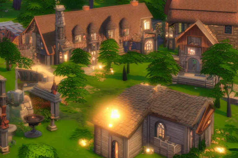 Image similar to sims 4 medieval home, lilsimsie, behance contest winner, 4 k, 8 k, lush lighting, beautiful volumetric atmosphere