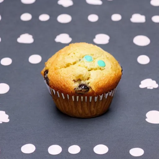 Prompt: photo of a muffin with a speech bubble over its head saying 'eat me, daddy'.