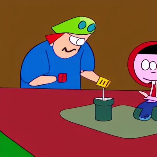 Image similar to billy and mandy rolling a cannabis joint with grim