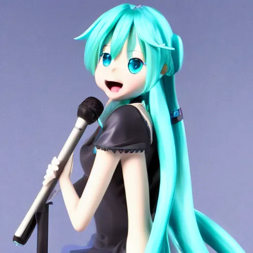 Prompt: hatsune miku holding a microphone, full body shot