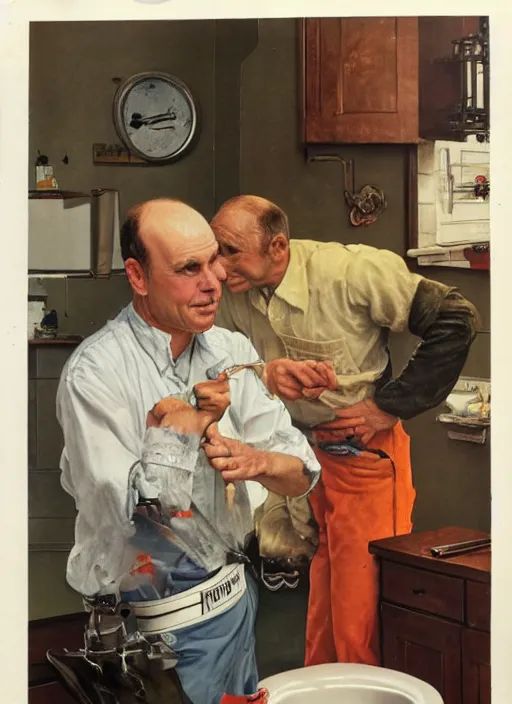 a balding white man,, slim, wearing plumber uniform, | Stable Diffusion ...