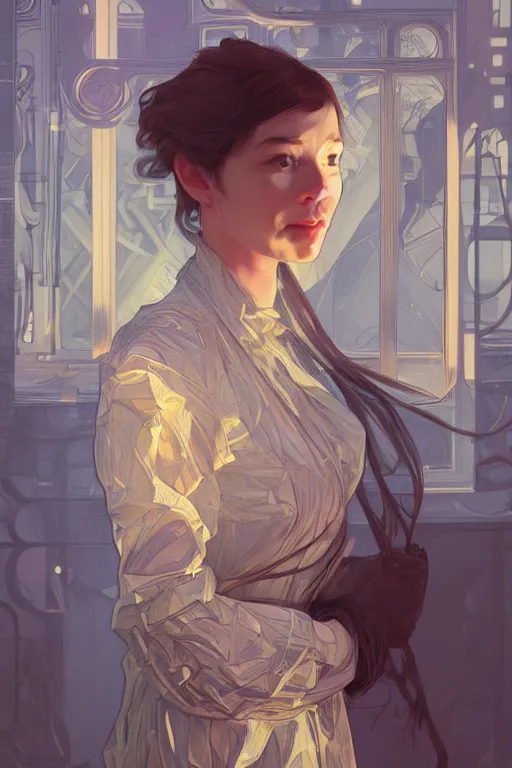 Prompt: portrait of rossa as an architect, highly detailed, digital painting, artstation, concept art, sharp focus, illustration, art by kittichai rueangchaichan and james gurney and alphonse mucha