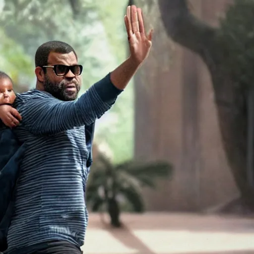 Prompt: jordan peele being taken by an alien, photography, 8 k,