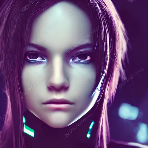 Image similar to a cyberpunk girl portrait with depth of field inspired by ghost in the shell